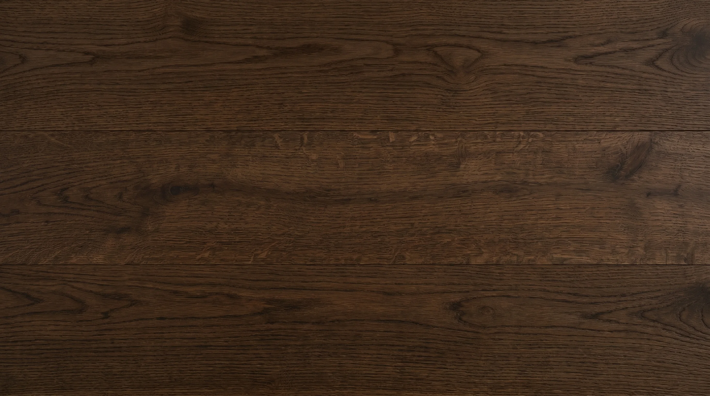 A dark oak plank flooring swatch from a product catalog